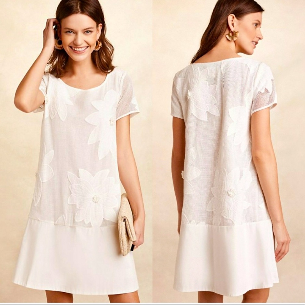 Anthropologie Maeve Orchard Beach Dress  Ivory Floral Size Small NWT